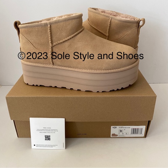 UGG Classic Ultra Mini Platform Boots Driftwood Size 9 - Picture 5 of 16